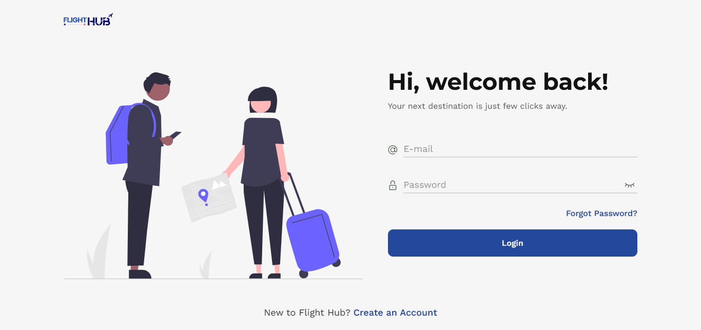 Preview of Flight hub login page